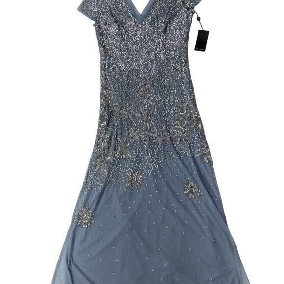 Adriana Papell Blue Sequin Gown NEW! - Picture 3 of 11